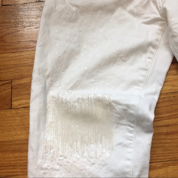 V Cristina White Sequin Embellished Jeans, 12 - Picture 5 of 8